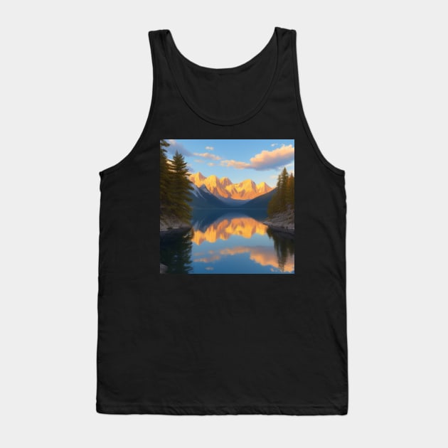 Mountain Lake at Golden Hour Tank Top by CursedContent